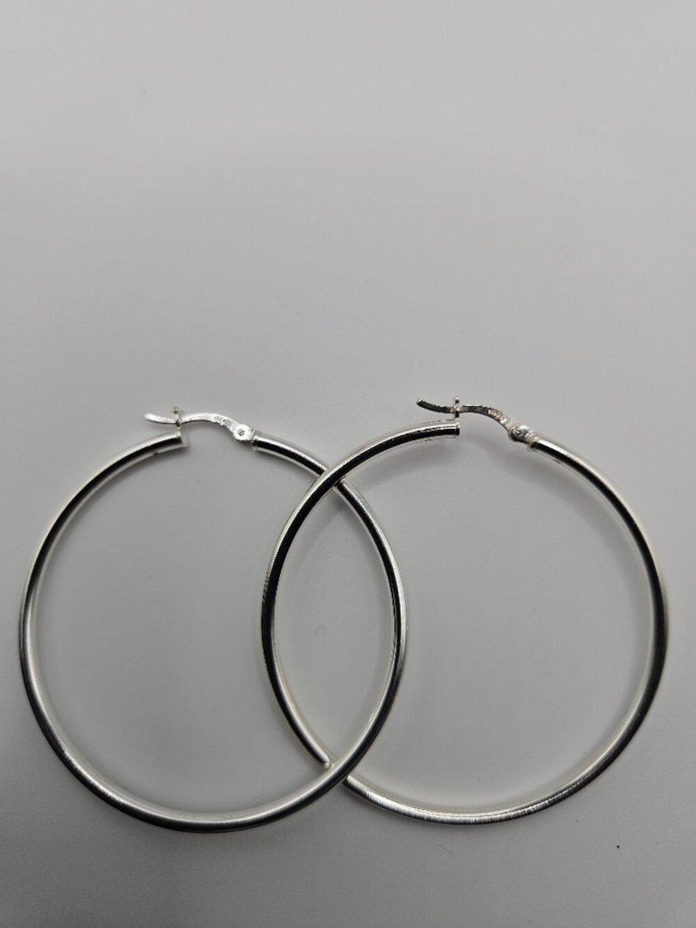 Large Thin .925 Sterling Silver Round Hoop Earrings 2"